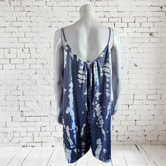 Tie Dye V-neck Rompers for Women,Spaghetti Strap, plus size 2X - Picture 4 of 8